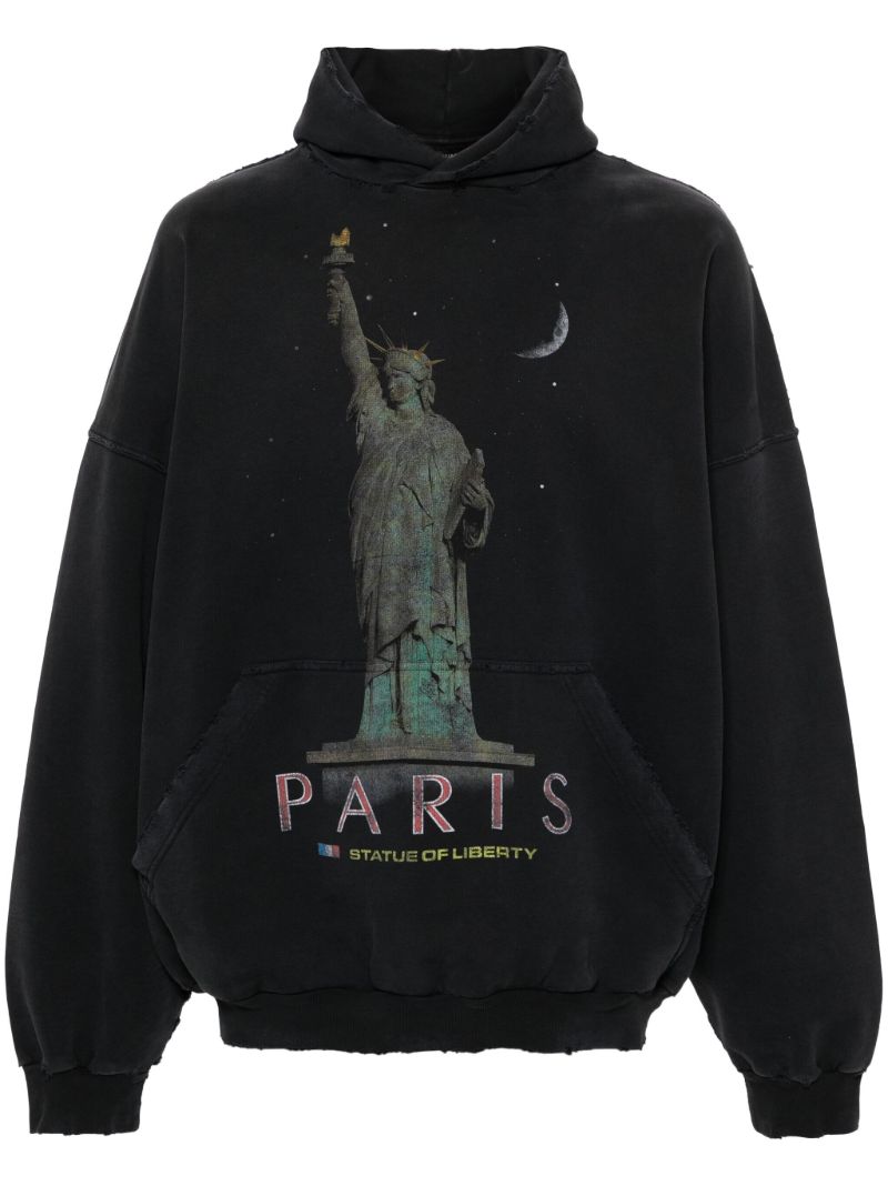 Black Paris Liberty Cotton Hoodie