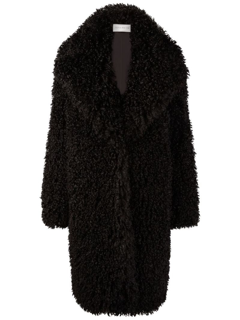 Black Faux-fur Midi Coat