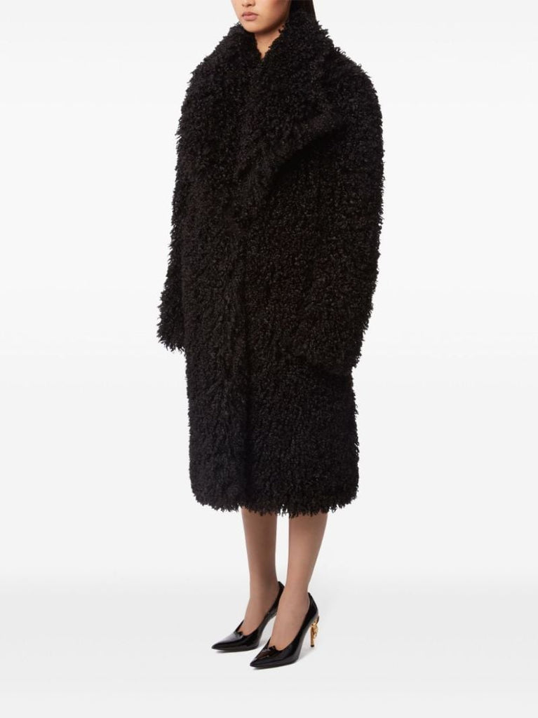 Black Faux-fur Midi Coat