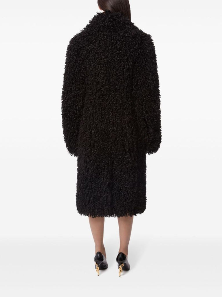 Black Faux-fur Midi Coat