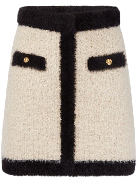Neutral Tweed Mini Skirt