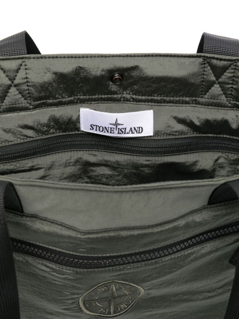 Green Compass-embroidered Tote Bag