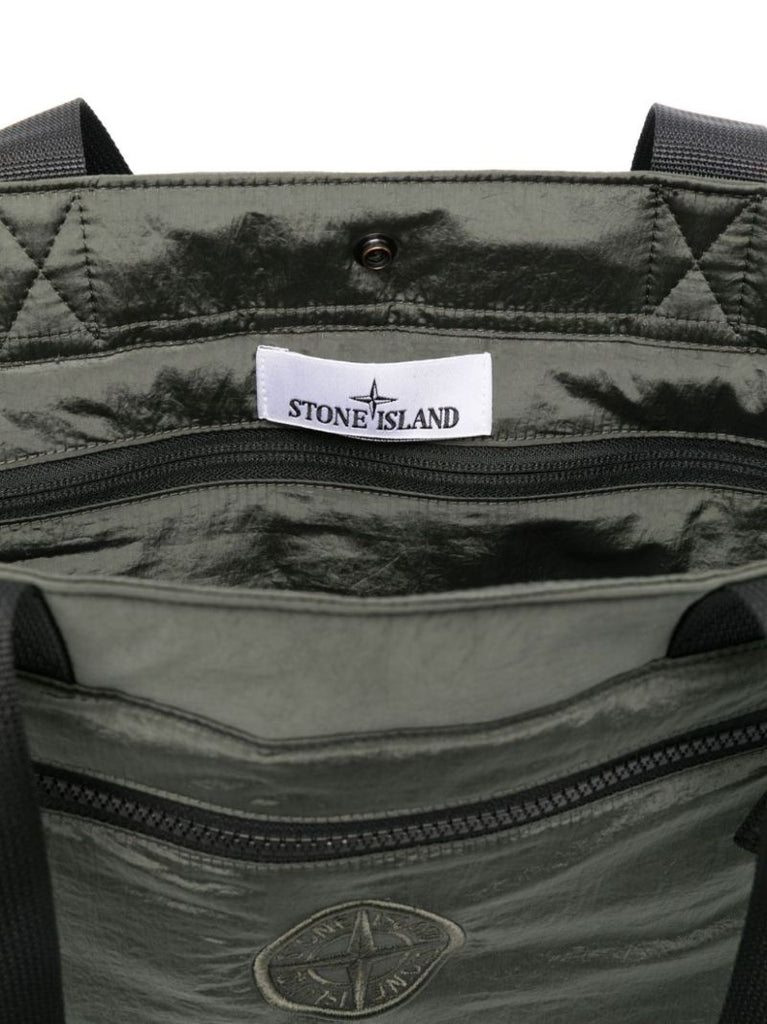 Green Compass-embroidered Tote Bag