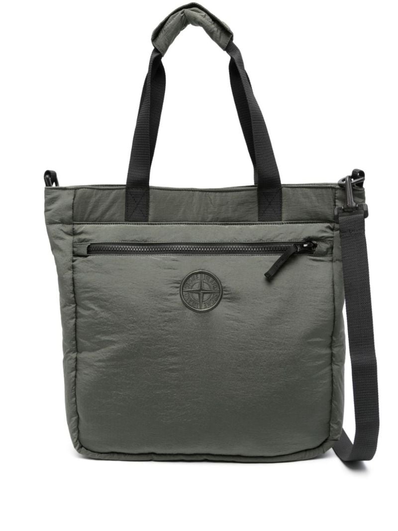 Green Compass-embroidered Tote Bag