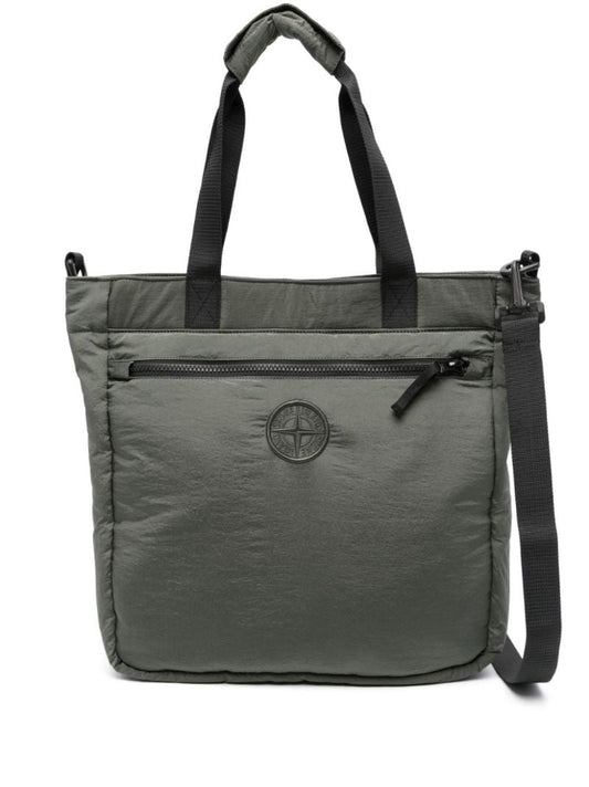 Green Compass-embroidered Tote Bag