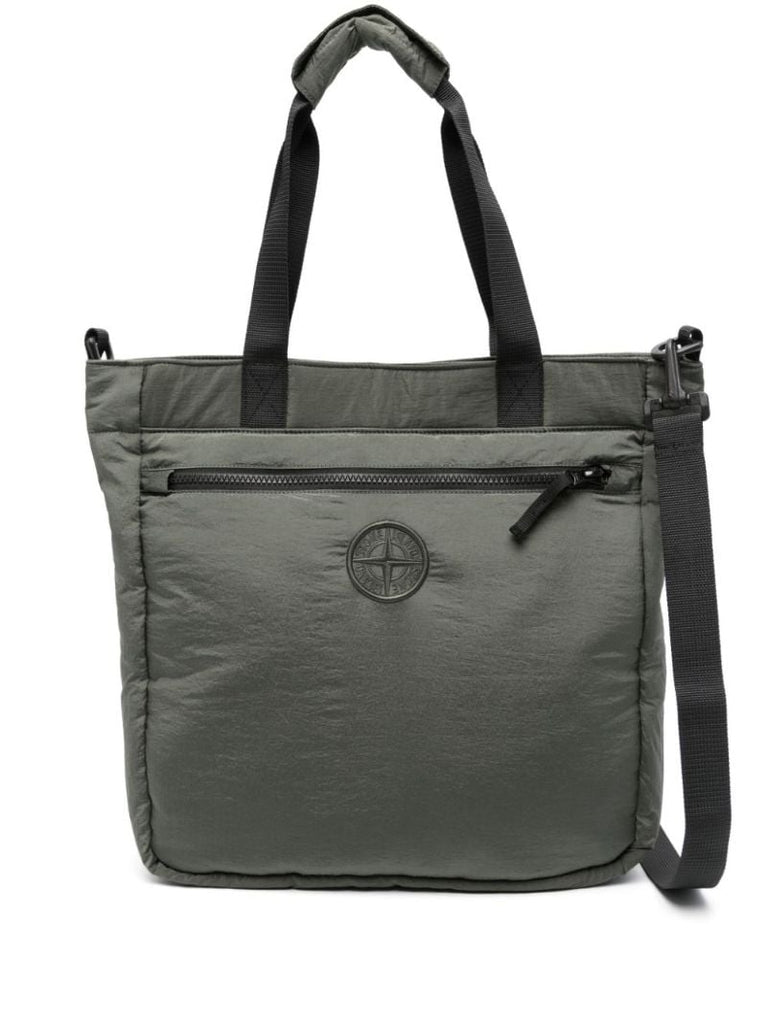 Green Compass-embroidered Tote Bag