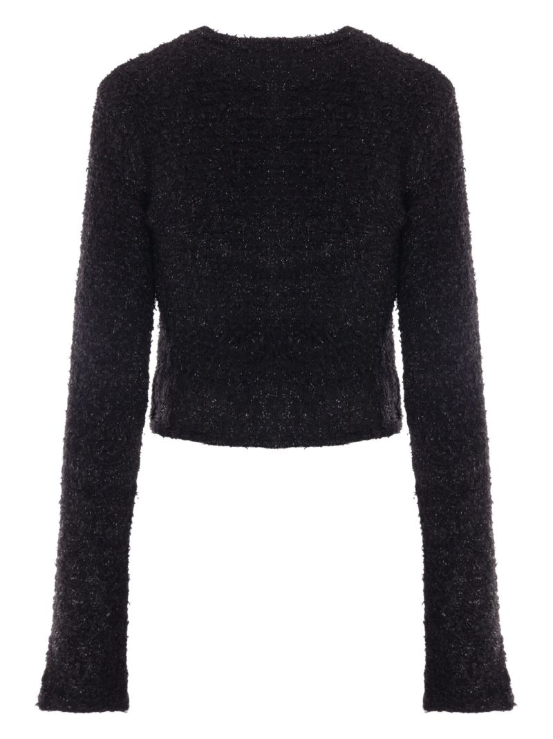 Black Tweed Cropped Cardigan