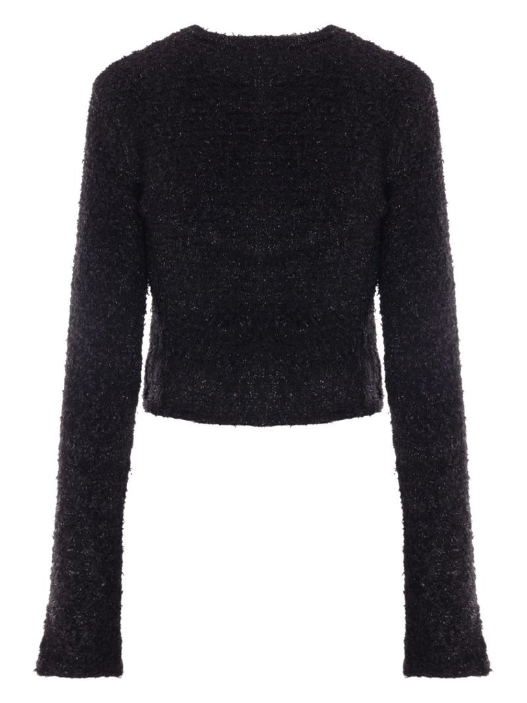 Black Tweed Cropped Cardigan