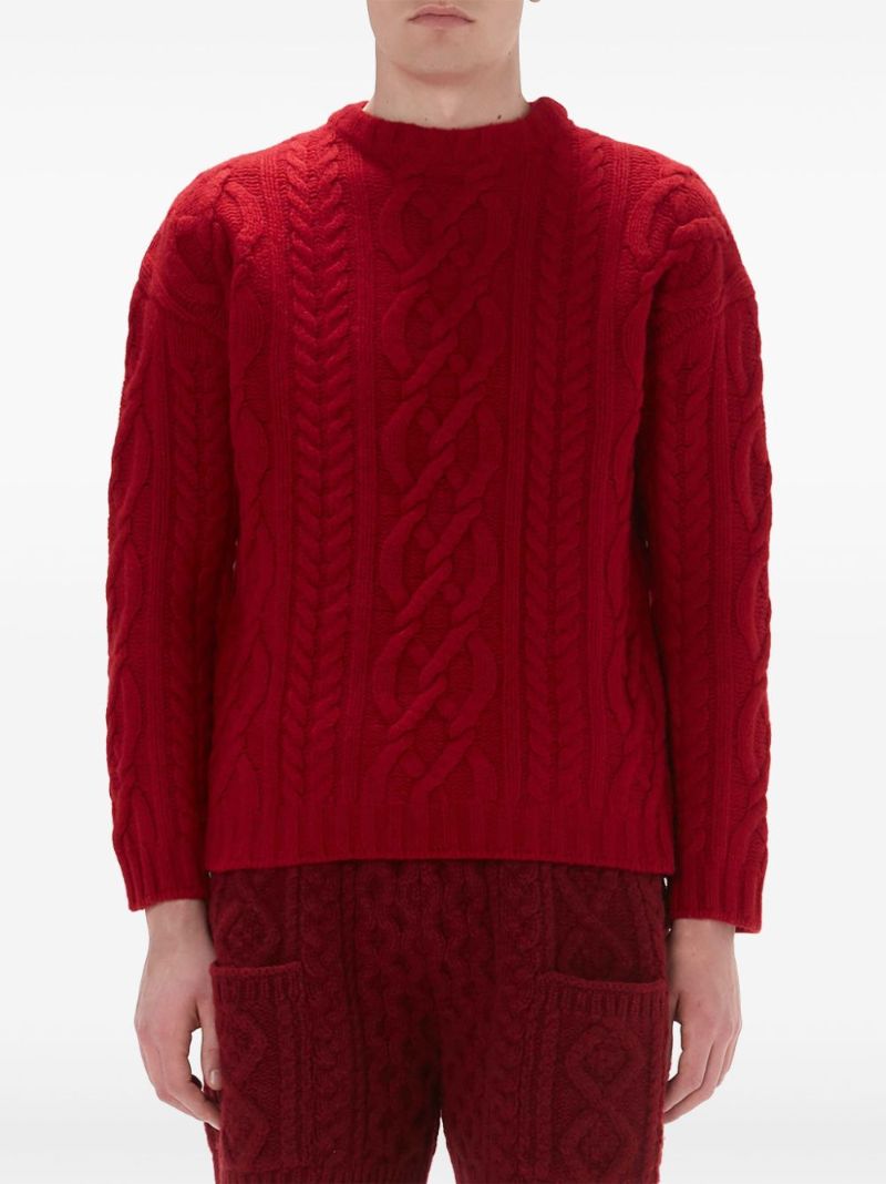 Cable-knit Crew Neck Sweater