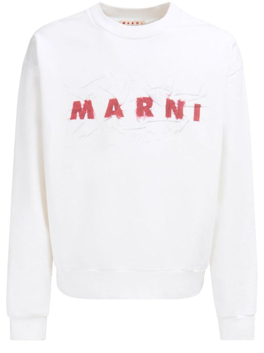 White Logo-print Cotton Sweatshirt