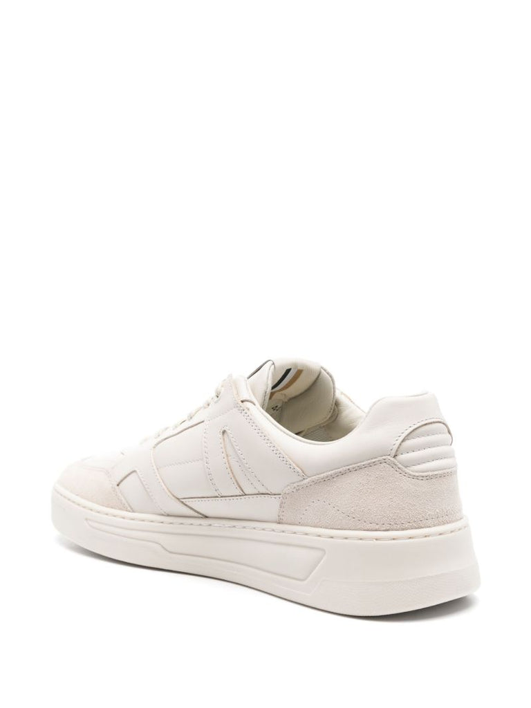 Neutral Suede-trimmed Leather Sneakers