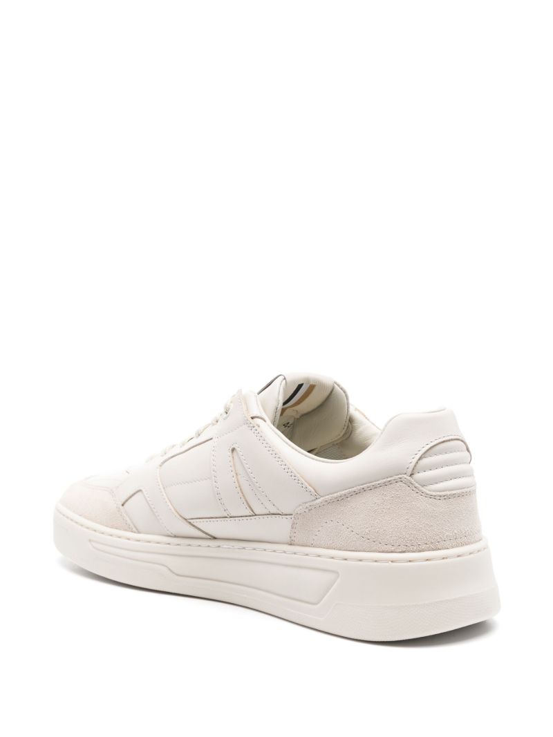 Neutral Suede-trimmed Leather Sneakers