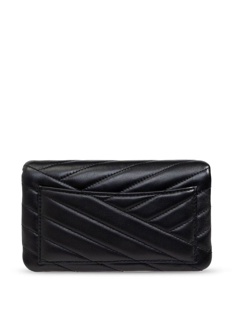 Black Kira Chevron Leather Cross Body Bag