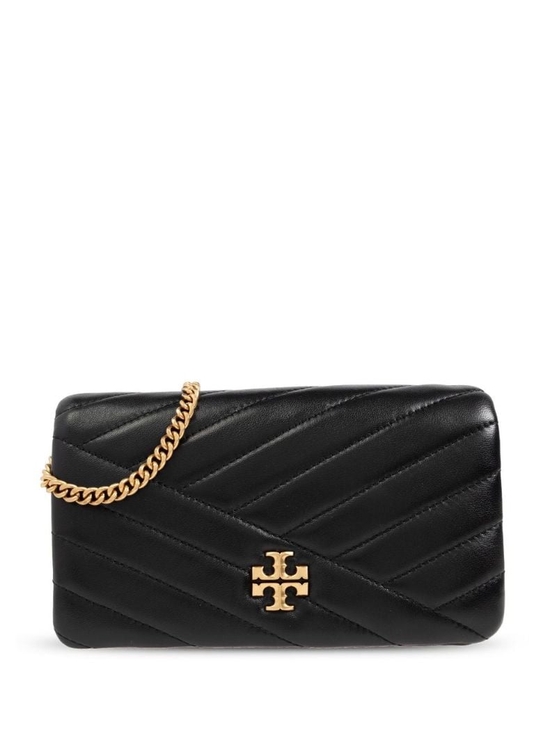 Black Kira Chevron Leather Cross Body Bag