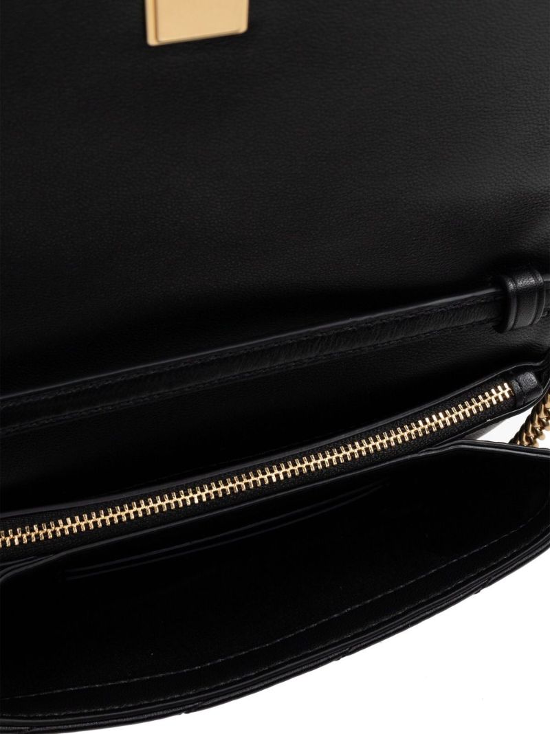 Black Kira Chevron Leather Cross Body Bag