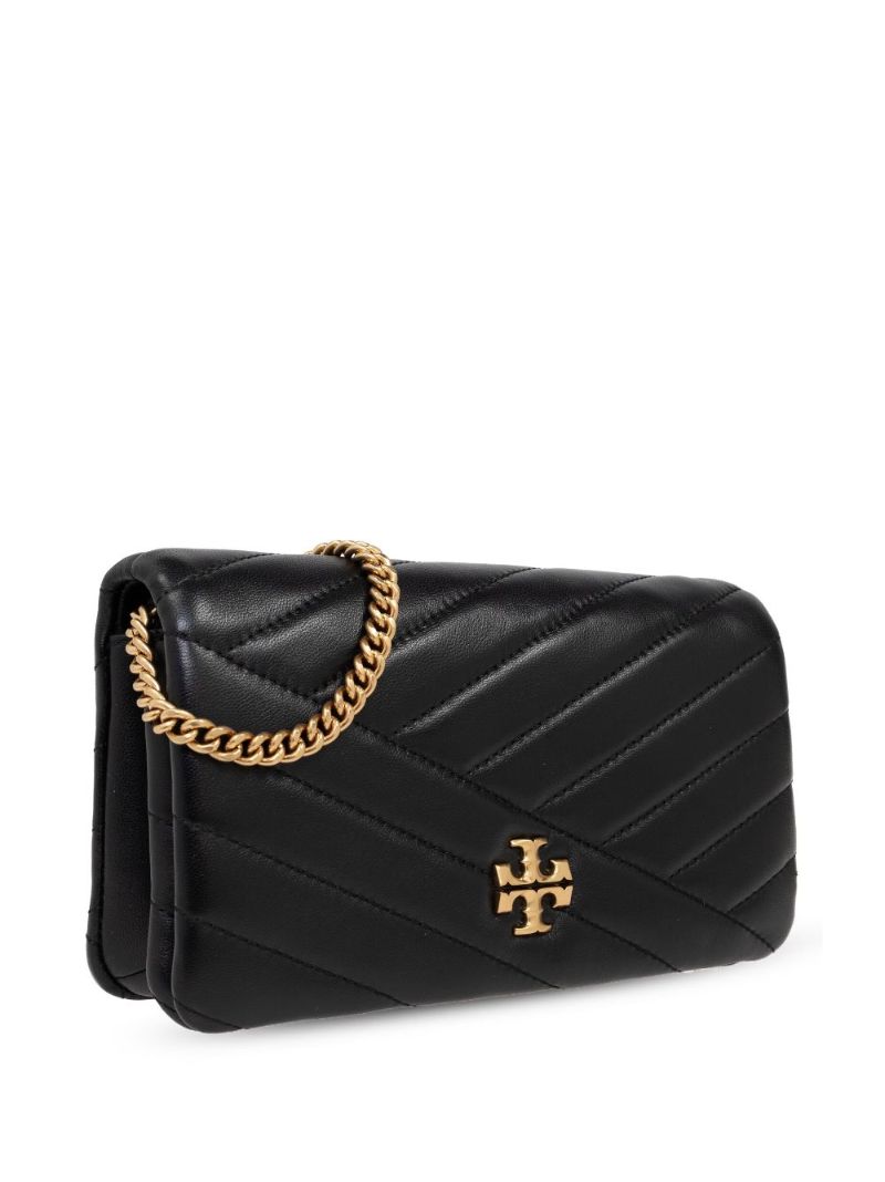 Black Kira Chevron Leather Cross Body Bag
