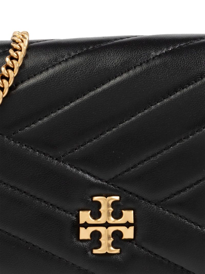 Black Kira Chevron Leather Cross Body Bag