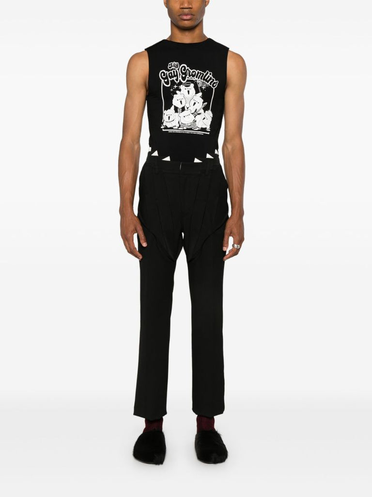 Black Graphic Print Tank Top