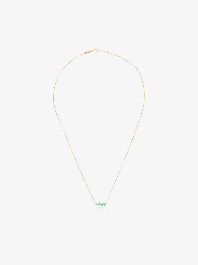 18k Yellow Gold Mini Frenzy Emerald and Diamond Necklace