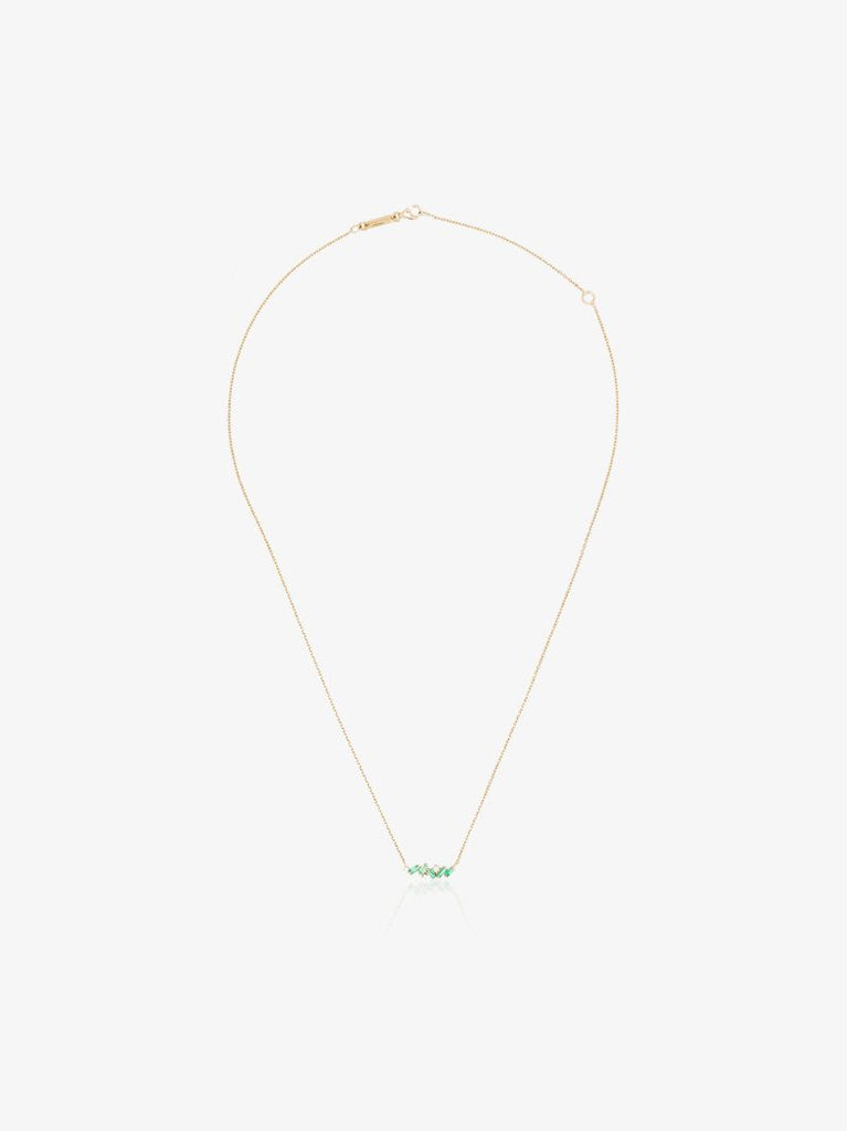 18k Yellow Gold Mini Frenzy Emerald and Diamond Necklace