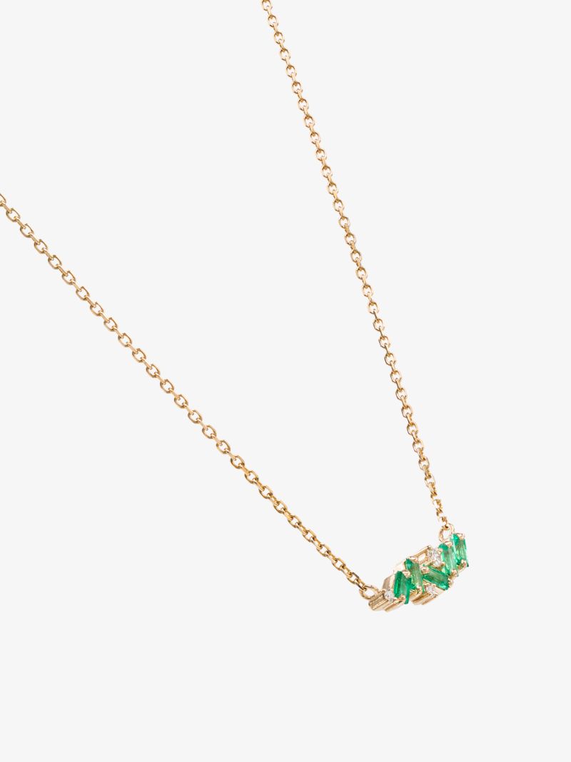 18k Yellow Gold Mini Frenzy Emerald and Diamond Necklace
