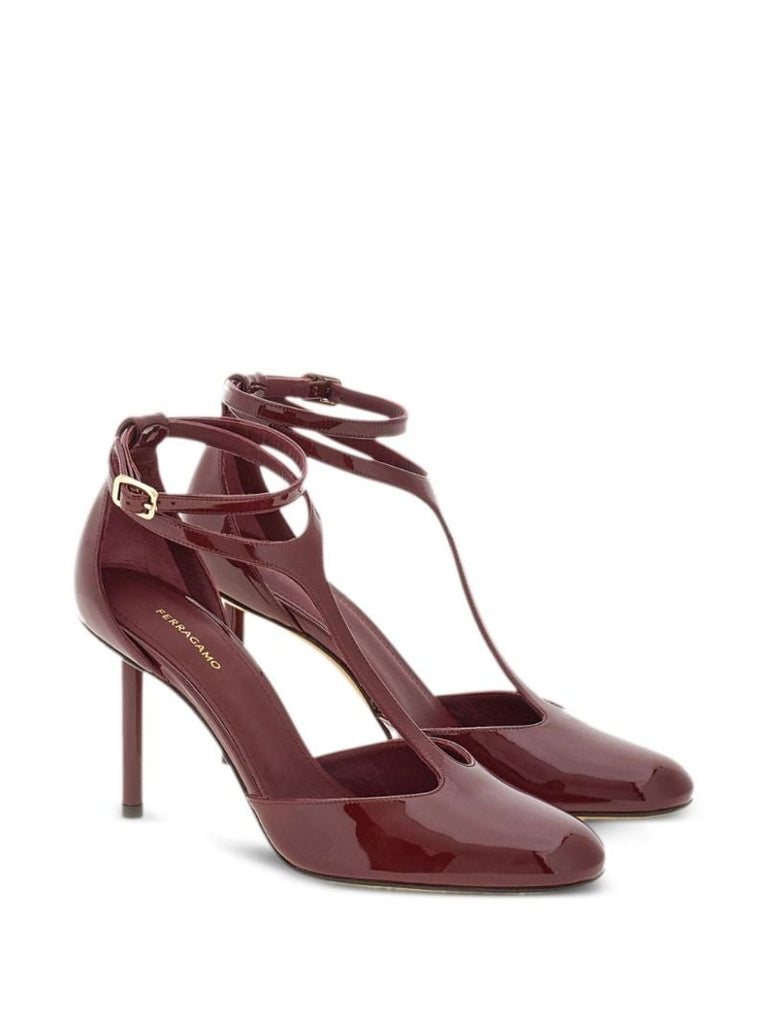 T-strap Leather Pumps