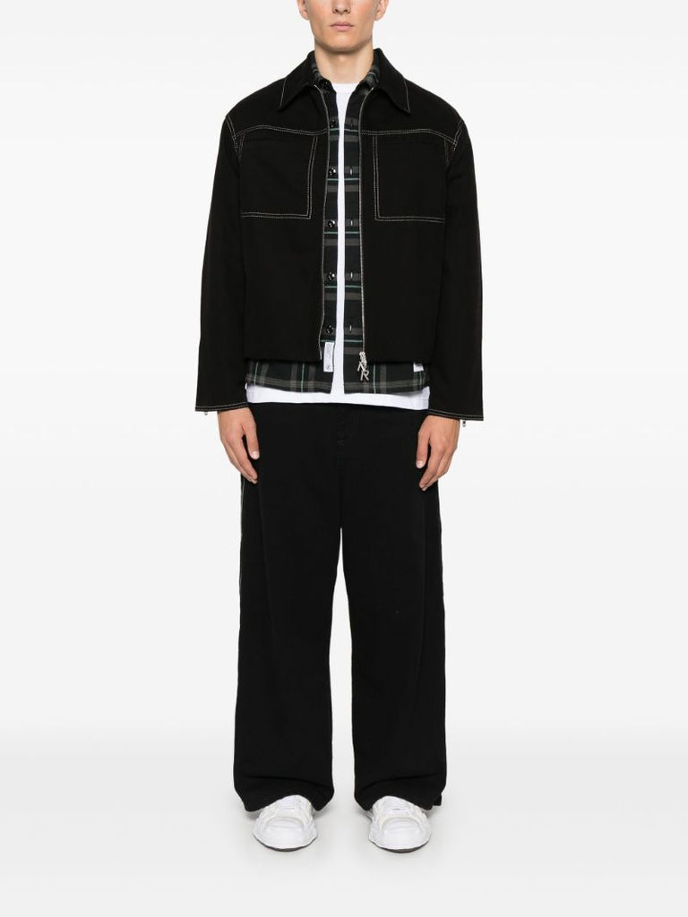 Contrast-stitching Shirt Jacket