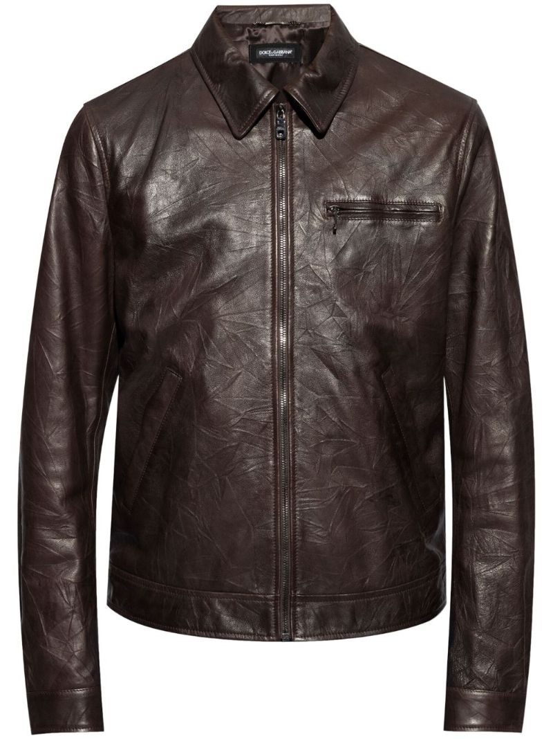 Crinkled Leather Jacket