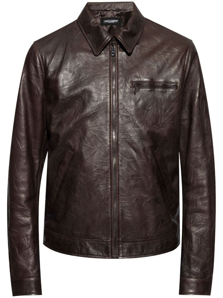 Crinkled Leather Jacket