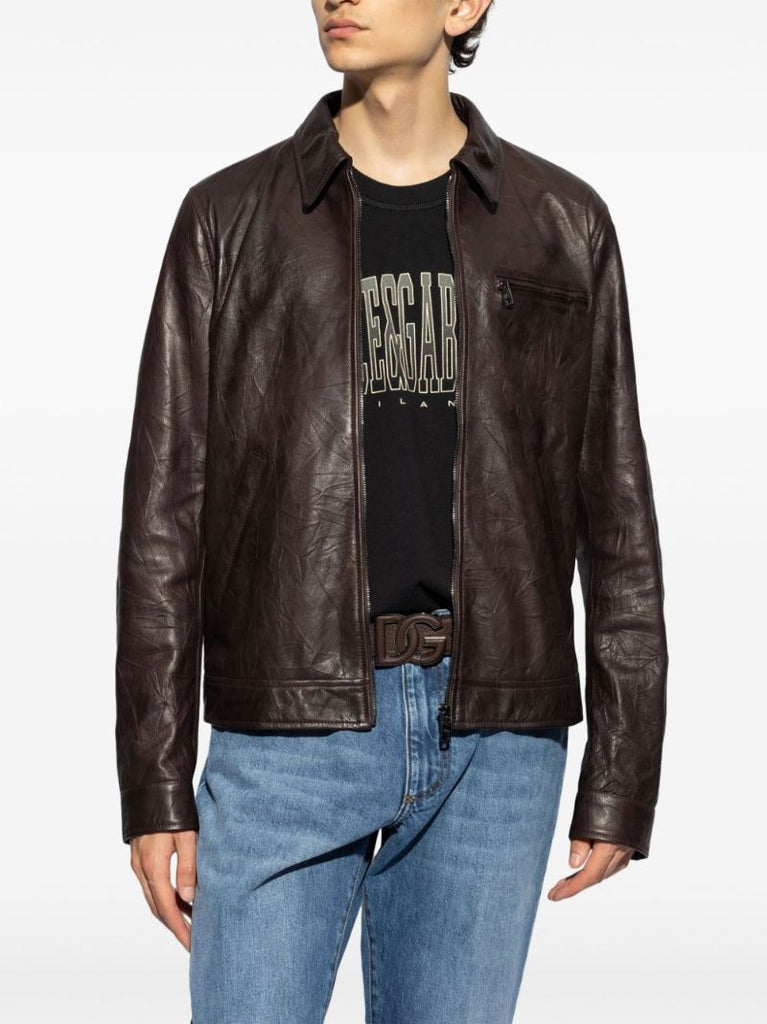 Crinkled Leather Jacket