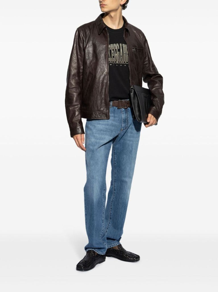Crinkled Leather Jacket