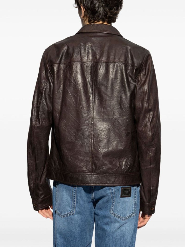 Crinkled Leather Jacket