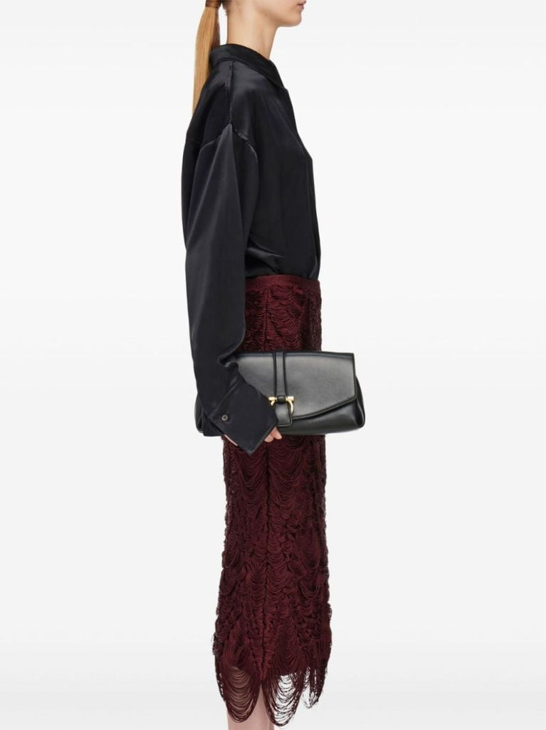Medium Gancini Leather Shoulder Bag