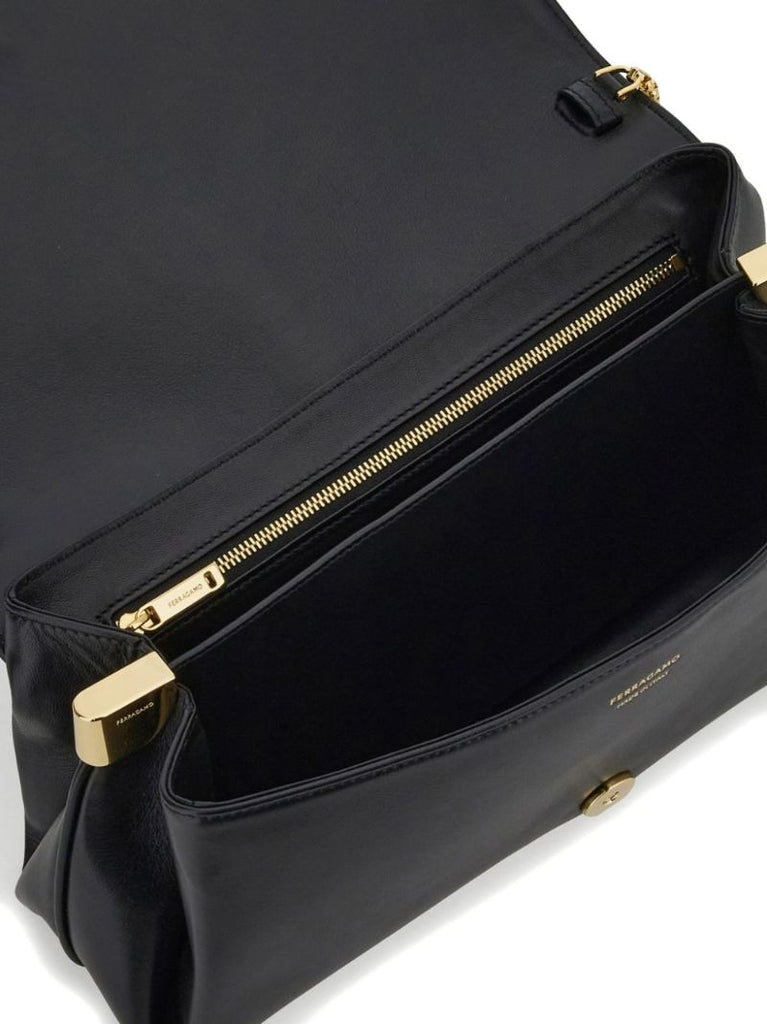 Medium Gancini Leather Shoulder Bag