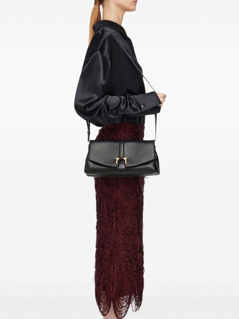 Medium Gancini Leather Shoulder Bag