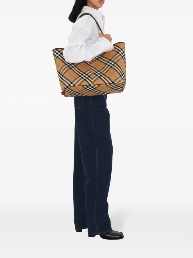 Neutral Checked Medium Tote Bag