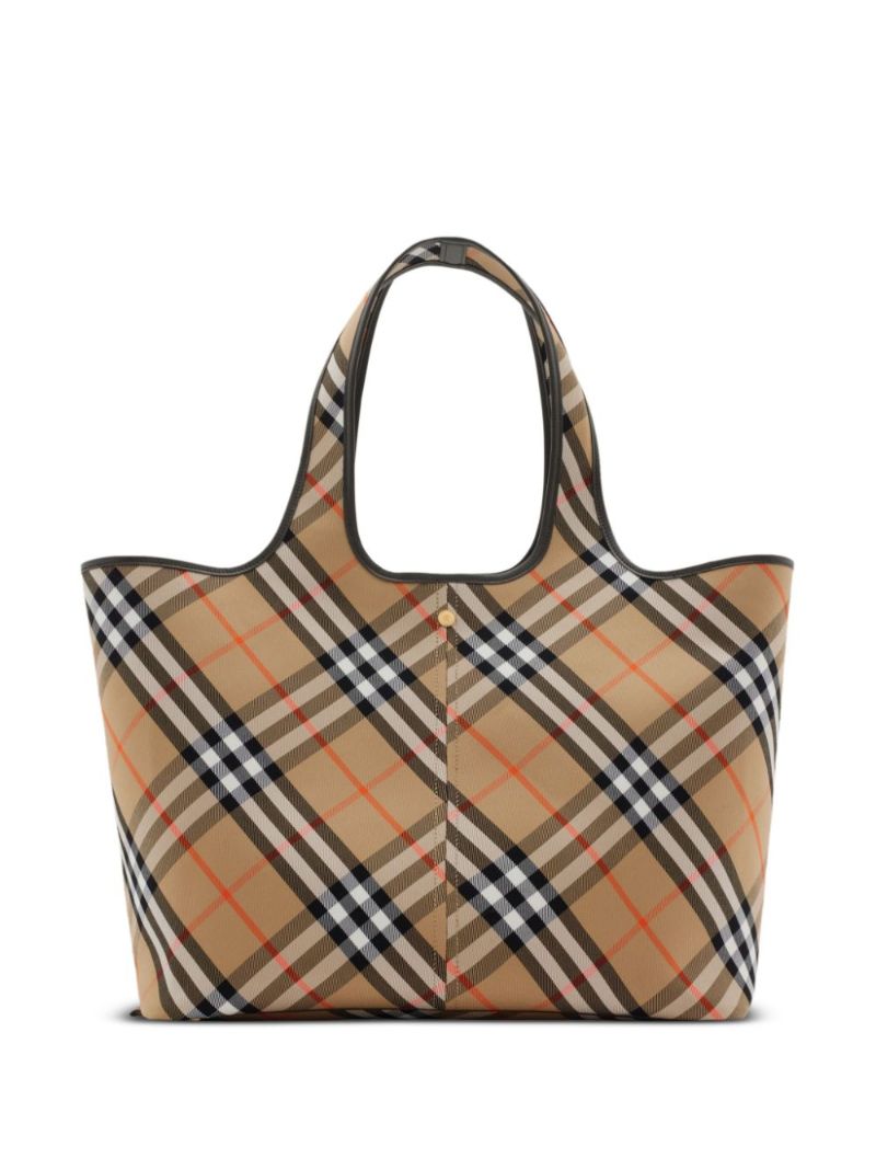 Neutral Checked Medium Tote Bag