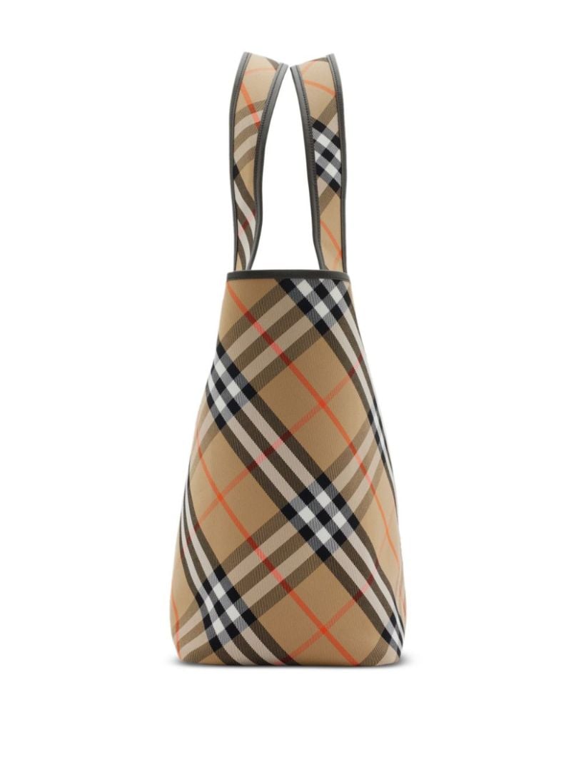 Neutral Checked Medium Tote Bag