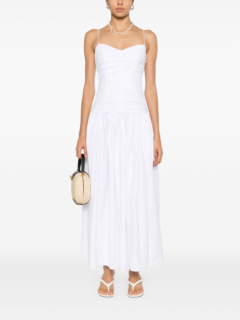 White Ruched Organic Cotton Dress