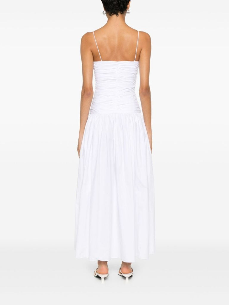 White Ruched Organic Cotton Dress