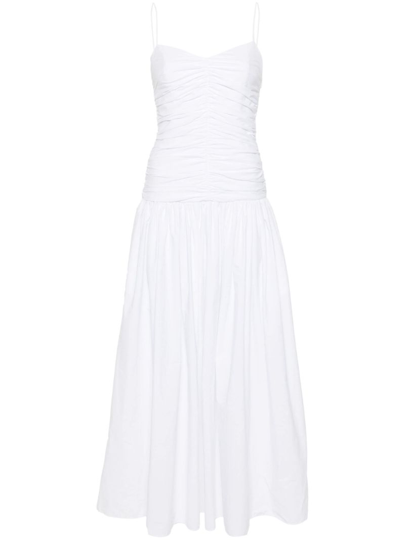 White Ruched Organic Cotton Dress