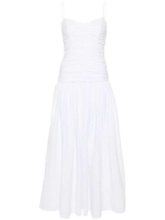 White Ruched Organic Cotton Dress