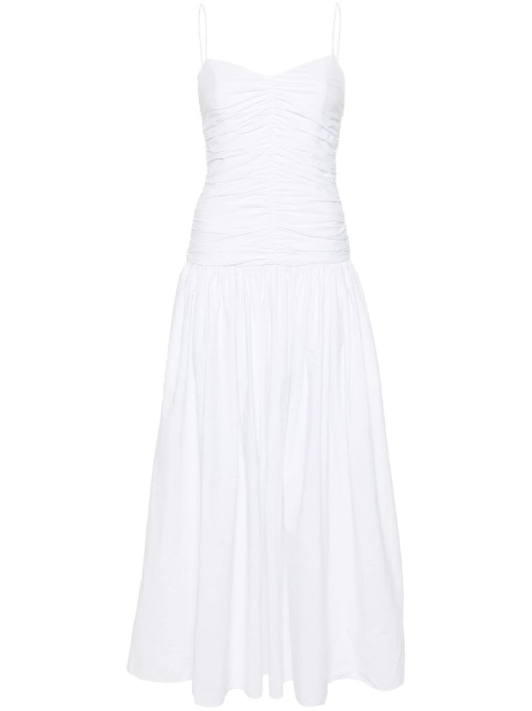 White Ruched Organic Cotton Dress