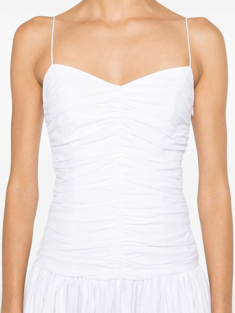 White Ruched Organic Cotton Dress