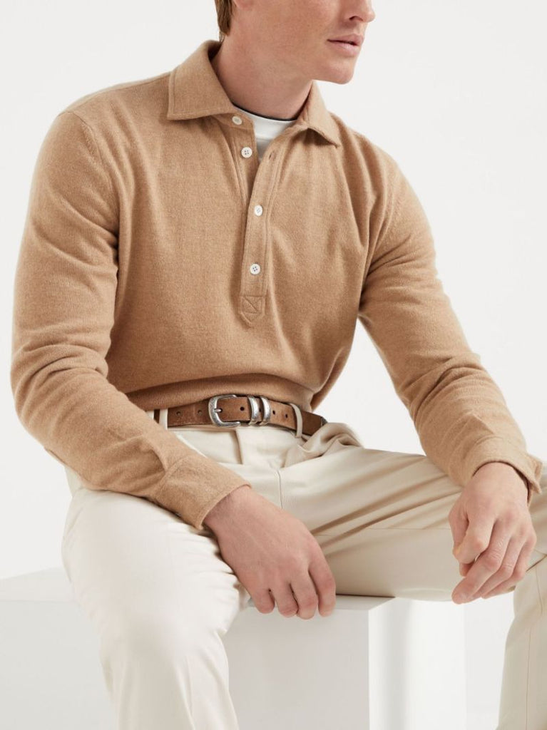 Neutral Cashmere Polo Shirt