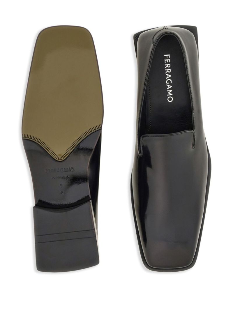 Leather Square-toe Loafers