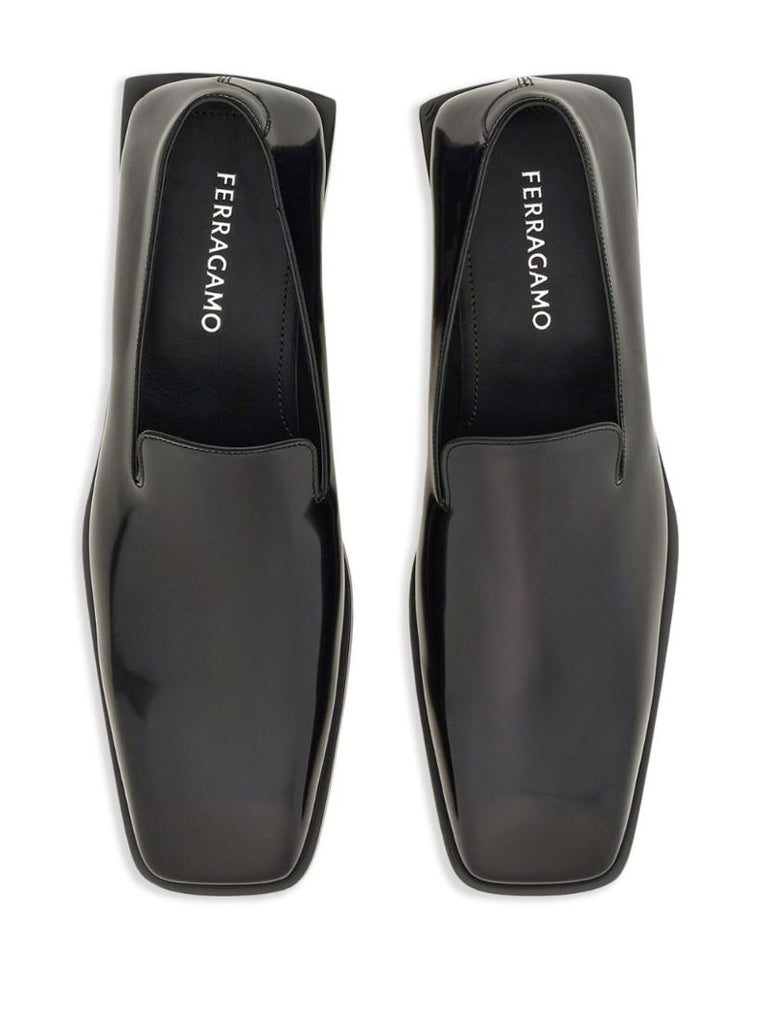 Leather Square-toe Loafers