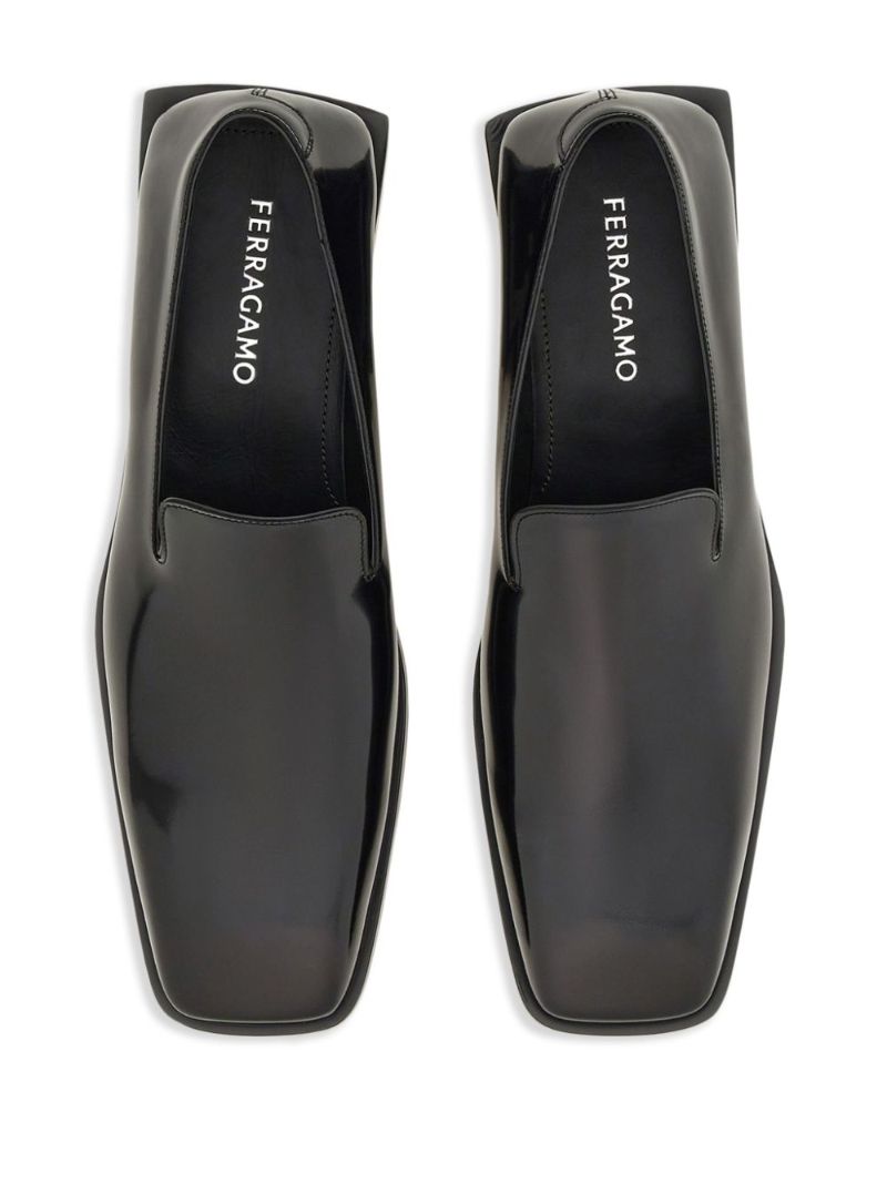 Leather Square-toe Loafers