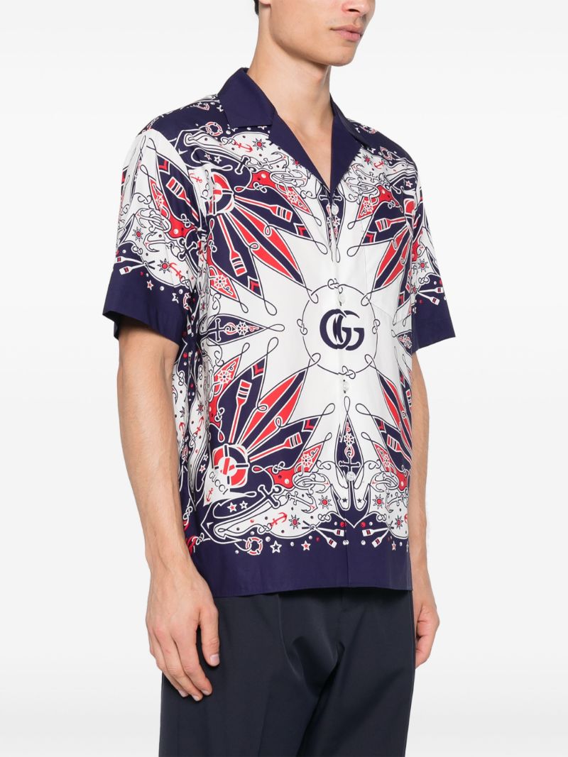 Blue Double G Bandana-print Cotton Shirt
