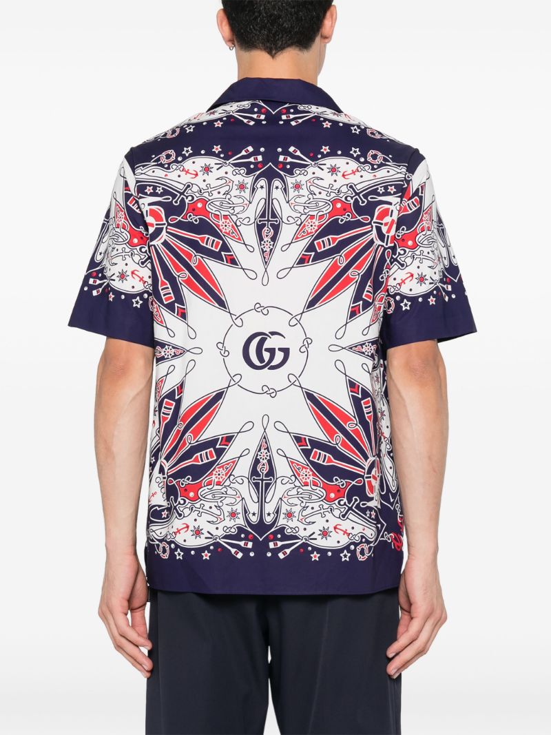 Blue Double G Bandana-print Cotton Shirt